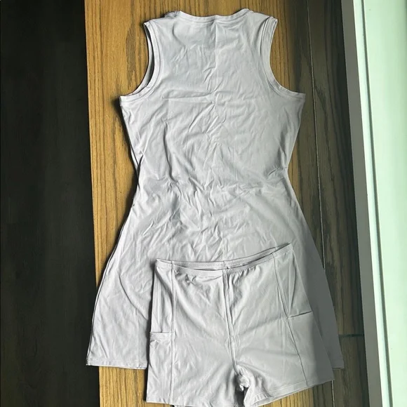 NWOT Halara Sleeveless Lilac Tie Front Dress with Shorts - Picture 2 of 4